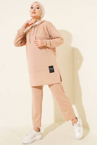 What Ever Armalı Kapüşonlu İkili Takım Latte - İkili Takım