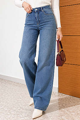 Wide Leg Kot Pantolon Açık Mavi - MAVEX