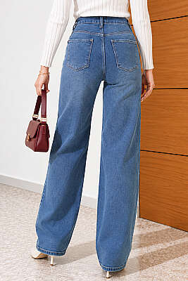 Wide Leg Kot Pantolon Açık Mavi - Pantolon