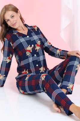 Winnie Ayıcıklı Süet Pijama Takımı Lacivert - Pijama