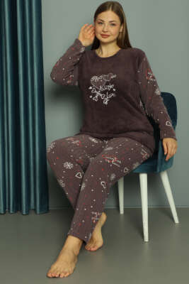 Winter Love Welsoft Büyük Beden Pijama Takım Füme - Pijama