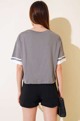 Wonder Baskılı T-Shirt Füme - Kadın Giyim Modelleri