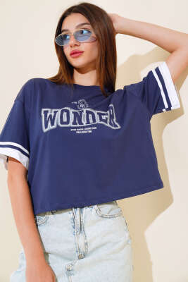 Wonder Baskılı T-Shirt Lacivert 