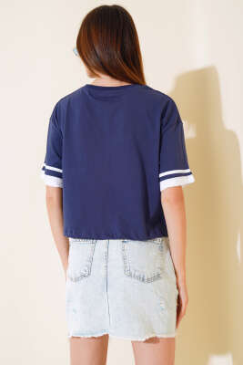 Wonder Baskılı T-Shirt Lacivert - Kadın Giyim Modelleri