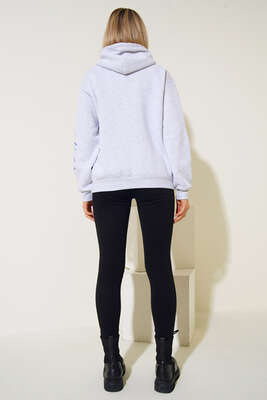 Worst Behavıor Yazı Baskılı Sweatshirt Gri - Kadın Giyim Modelleri
