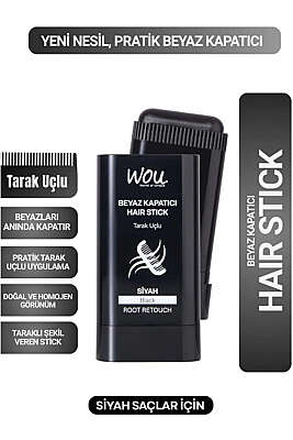 Wou Beyaz Kapatıcı Tarak Uçlu Hair Stick 15 Gr Siyah - ERSAN KOZMETİK