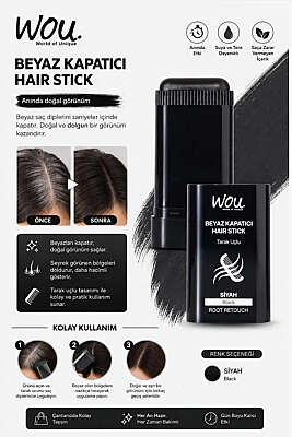 Wou Beyaz Kapatıcı Tarak Uçlu Hair Stick 15 Gr Siyah - Saç Aksesuarları