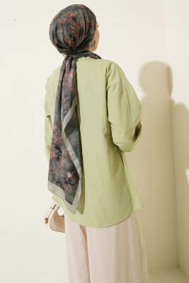 Yaka Bağlama Detaylı Gömlek Çağla Yeşili - Gömlek