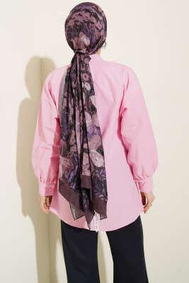 Yaka Bağlama Detaylı Gömlek Pembe - Gömlek