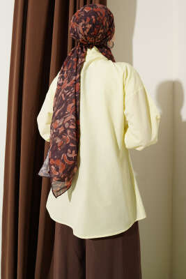 Yaka Bağlama Detaylı Gömlek Sarı - Gömlek