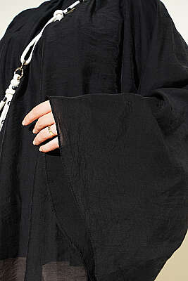 Yaka Büzgülü Oversize Tunik Siyah - Tunik