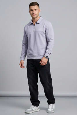 Yaka Change Yazılı Erkek Sweatshirt Gri - Yılın Fırsatı