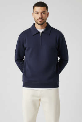 Yaka Change Yazılı Erkek Sweatshirt Lacivert - FRESHMAN