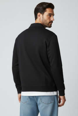Yaka Change Yazılı Erkek Sweatshirt Siyah - Babalar Günü