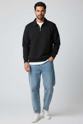 Yaka Change Yazılı Erkek Sweatshirt Siyah - Erkek Sweatshirt