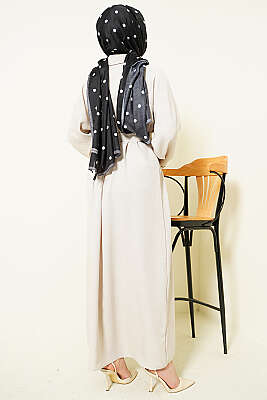 Yaka Çift Düğmeli Elbise Taş - Elbise