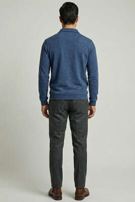 Yaka Detaylı Yarım Fermuar Selanik Erkek Sweatshirt Parlement - Erkek Sweatshirt