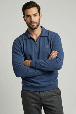 Yaka Detaylı Yarım Fermuar Selanik Erkek Sweatshirt Parlement - BESSE