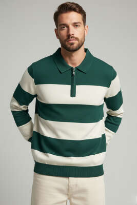 Yaka Fermuarlı Erkek Triko Kazak Nefti - WİPEOUT