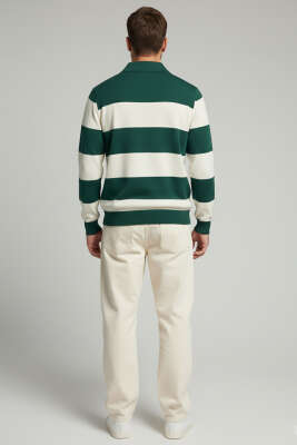 Yaka Fermuarlı Erkek Triko Kazak Nefti - Erkek Kazak