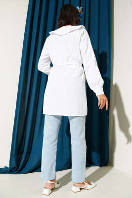 Yaka Fırfırlı Fiyonklu Tunik Beyaz - 300-500 TL Ürünler