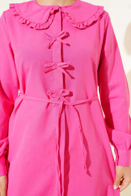 Yaka Fırfırlı Fiyonklu Tunik Fusya - 300-500 TL Ürünler
