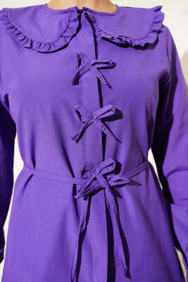 Yaka Fırfırlı Fiyonklu Tunik Mor - 300-500 TL Ürünler
