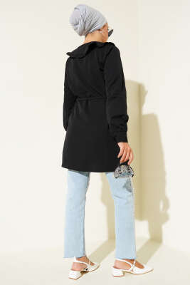 Yaka Fırfırlı Fiyonklu Tunik Siyah - 300-500 TL Ürünler