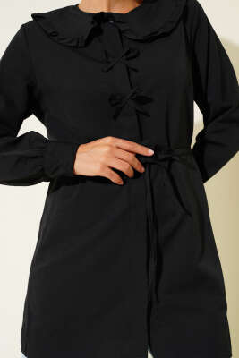 Yaka Fırfırlı Fiyonklu Tunik Siyah - 300-500 TL Ürünler
