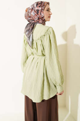  Yaka Fiyonk Detaylı Tunik Çağla Yeşili - Tunik