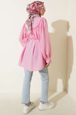 Yaka Fiyonk Detaylı Tunik Pembe - Tunik