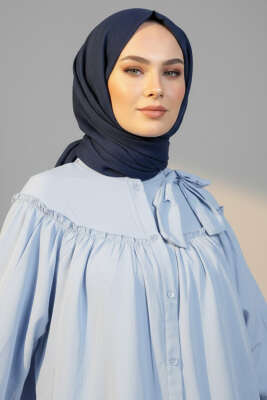 Yaka Fiyonklu Salaş Gömlek Bebe Mavi - Gömlek