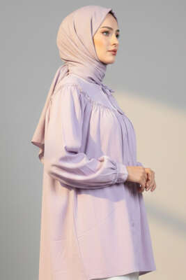 Yaka Fiyonklu Salaş Gömlek Lila - Gömlek