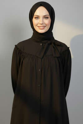 Yaka Fiyonklu Salaş Gömlek Siyah - Gömlek