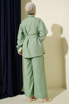 Yaka Fularlı Kuşaklı Salaş İkili Takım Mint - İkili Takım