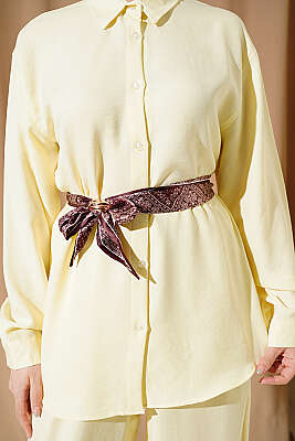 Yaka Fularlı Kuşaklı Salaş İkili Takım Sarı - İkili Takım