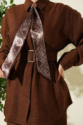 Yaka Fularlı Kuşaklı Salaş İkili Takım Taba - İkili Takım