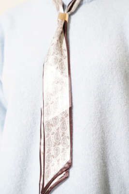 Yaka Fularlı Yumoş Triko Tunik Bebe Mavi - Tunik