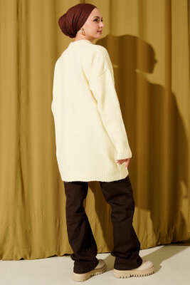 Yaka Fularlı Yumoş Triko Tunik Sarı - Tunik