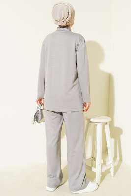 Yaka Gold Düğmeli Loyşa İkili Takım Gri - İkili Takım