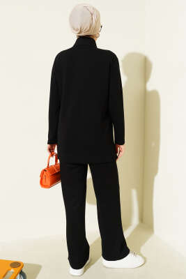 Yaka Gold Düğmeli Loyşa İkili Takım Siyah - İkili Takım