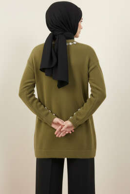 Yaka İncili Sakallı Tunik Haki - Tunik