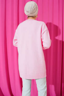 Yaka İncili Sakallı Tunik Pembe - Tunik