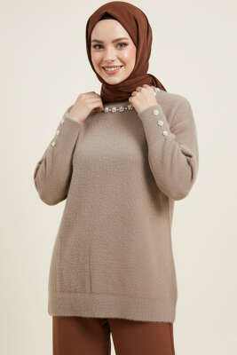 Yaka İncili Sakallı Tunik Vizon 