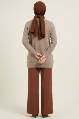 Yaka İncili Sakallı Tunik Vizon - Tunik