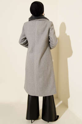 Yaka Kürklü Kaşe Kaban Gri - Kaban