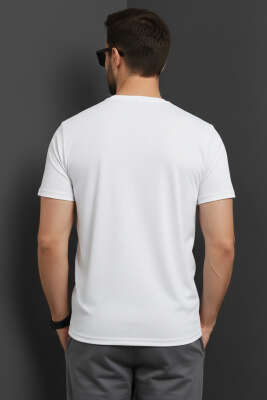 Yaka Logolu Erkek Sporcu T-shirt Beyaz - Erkek Beyaz Tişört