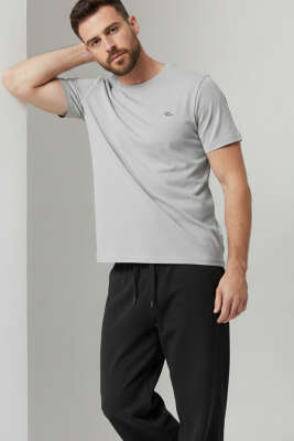 Yaka Logolu Erkek Sporcu T-shirt Gri - DYNAMO