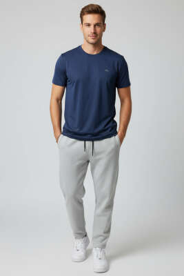 Yaka Logolu Erkek Sporcu T-shirt Petrol - Yılın Fırsatı