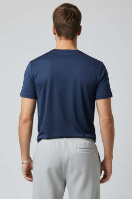 Yaka Logolu Erkek Sporcu T-shirt Petrol - Yılın Fırsatı